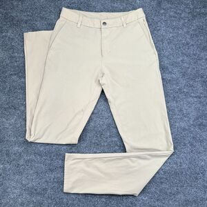 Lululemon Commission Classic Beige Casual Pants‎ Mens Sz 30 x 35 Warpstreme